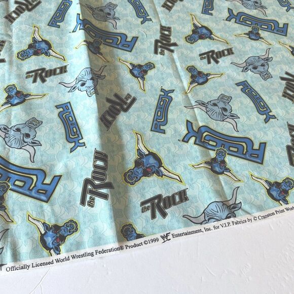 Vintage 1999 The Rock Fabric World Wrestling Federation Fabric Cotton 1 1/4yd - Picture 3 of 3